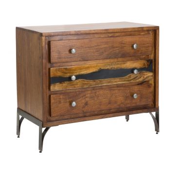 Comoda Mustang, Mauro Ferretti, 88x45x75 cm, lemn masiv de salcam, maro