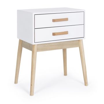 Comoda Ordinary, Bizzotto, 43 x 30 x 58 cm, lemn de pin, alb