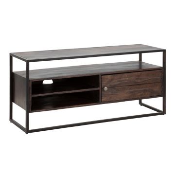 Comoda TV Burn, Mauro Ferretti, 120x40x55 cm, lemn masiv de salcam, maro