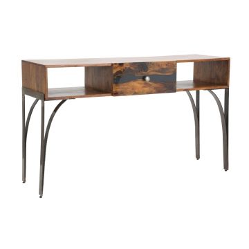Consola Mustang, Mauro Ferretti, 130x40x75 cm, lemn masiv de salcam, maro