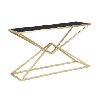 Consola Piramid, Mauro Ferretti, 130x40x75 cm, fier, auriu/negru