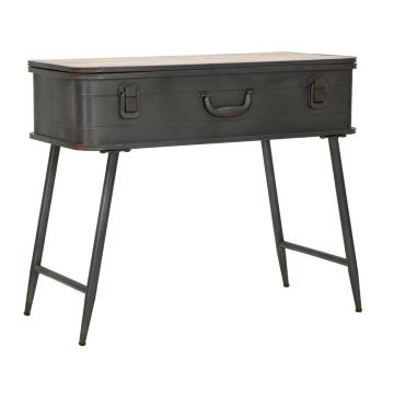 Consola Truck Industry, Mauro Ferretti, 80 x 35 x 67.5 cm, lemn de brad/fier, gri inchis/natural