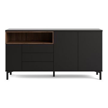Comodă neagră 176x90x49 cm Roomers – Tvilum