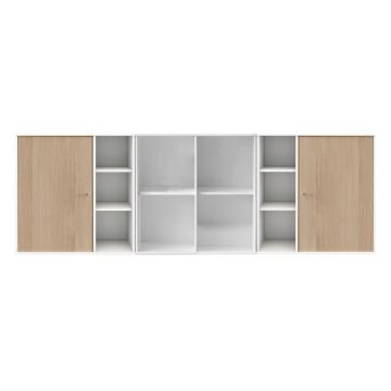 Comodă albă de perete cu aspect de lemn de stejar Hammel Mistral Kubus, 206 x 69 cm